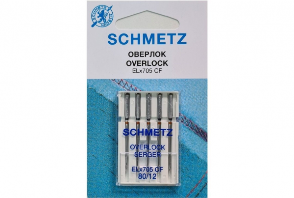 Иглы Schmetz для оверлока ELx705 CF №80, 5 шт в Кудрово