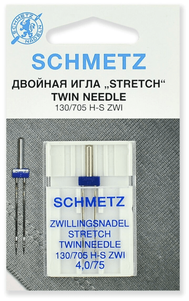Иглы Schmetz стрейч двойные 130/705 H-S ZWI 4,0/75, 1 шт в Кудрово